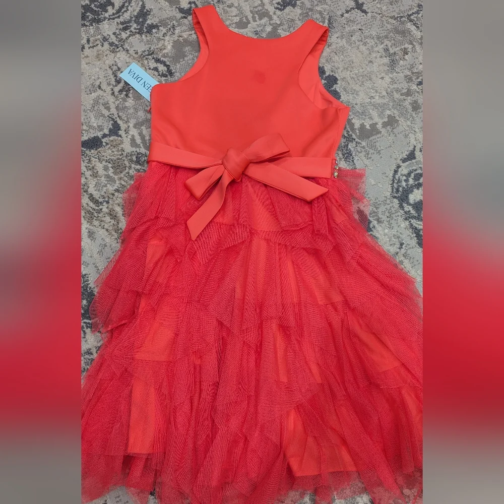Neon Pink Tween Diva Girl's Dress with Ruffled Skirt